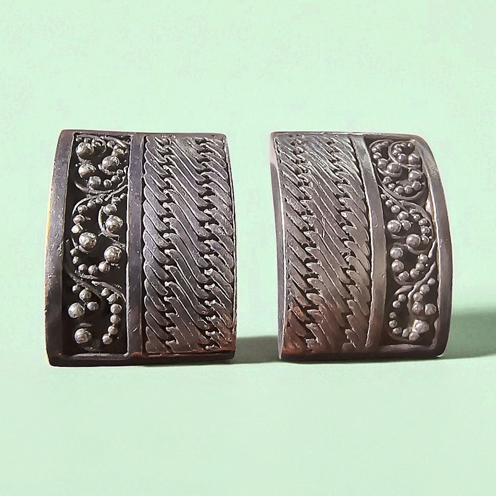 Lois Hill Bali Style Sterling Silver Clip-on Earrings